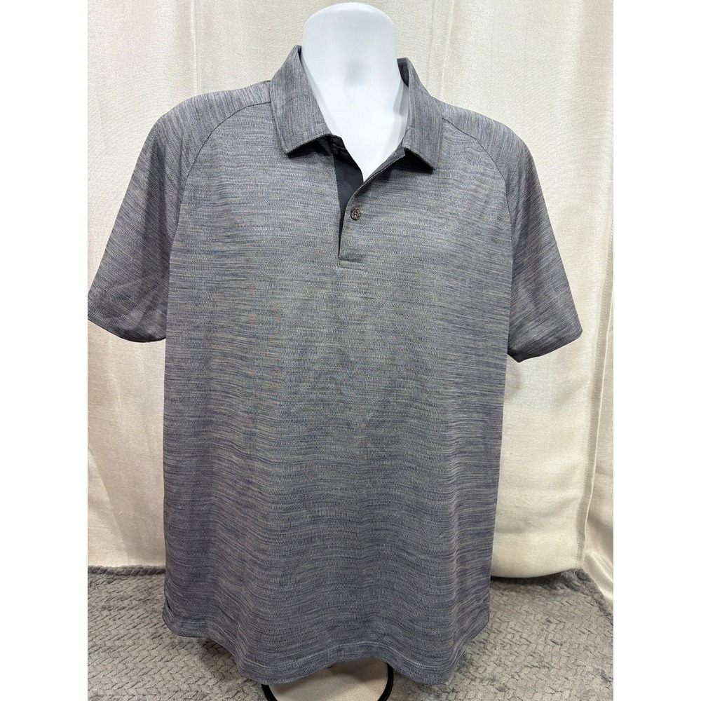UNTUCKit Hannifer Polo Shirt Mens XL Blue Grey Space Dye Stretch Regular Fit
